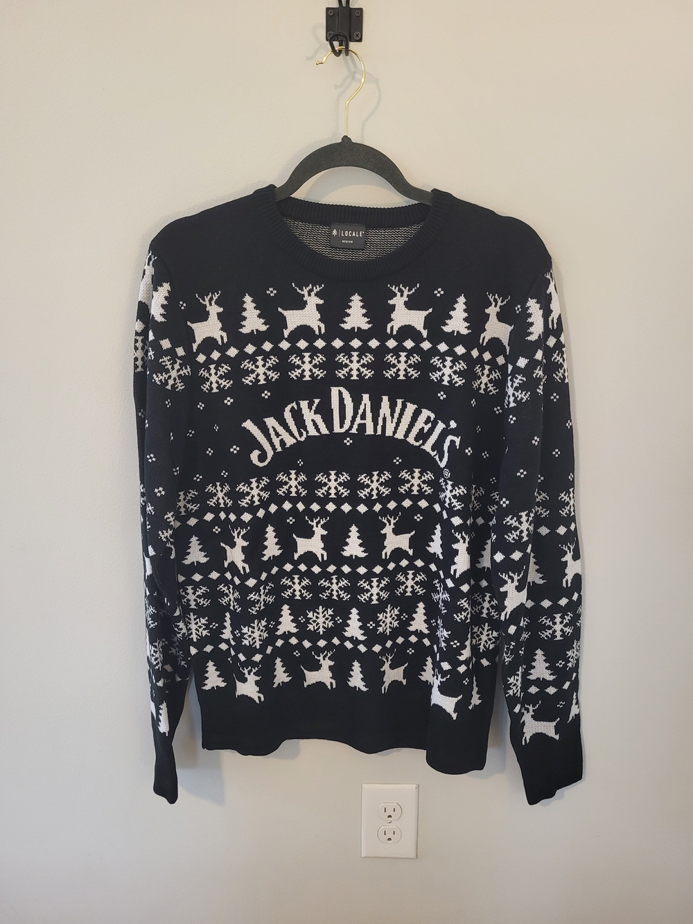 Black and White Crewneck Holiday Knit Sweater